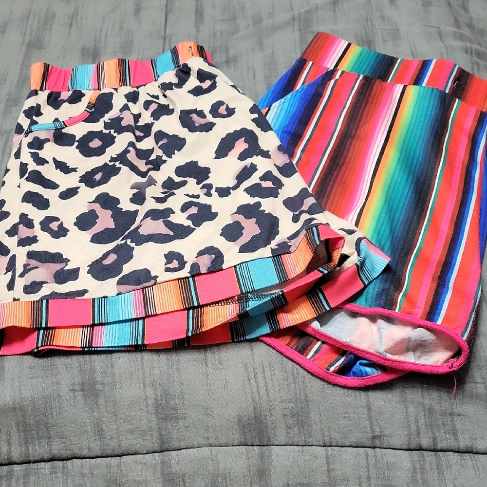 Colorful Leopard and Striped Shorts